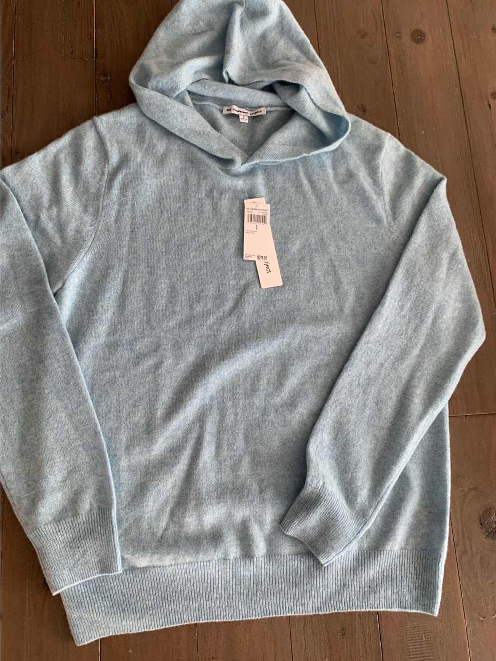 The Cashmere Project Mens cashmere hoodie light bluebell heather NWT